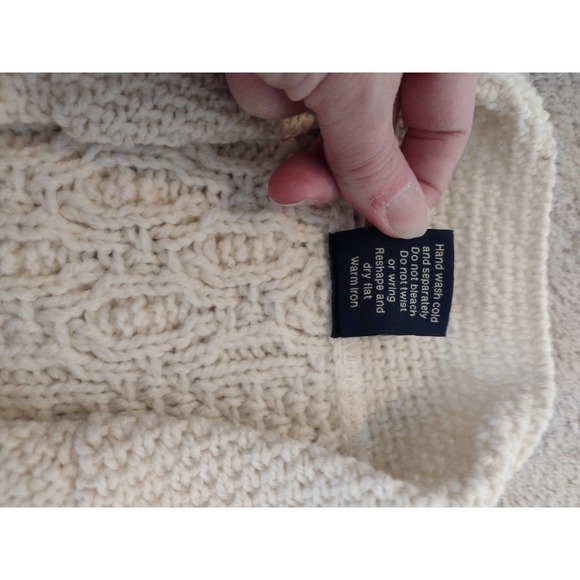 Paul James 100% Wool Aran Cableknit Collared Sweater Made in England - Picture 9 of 10